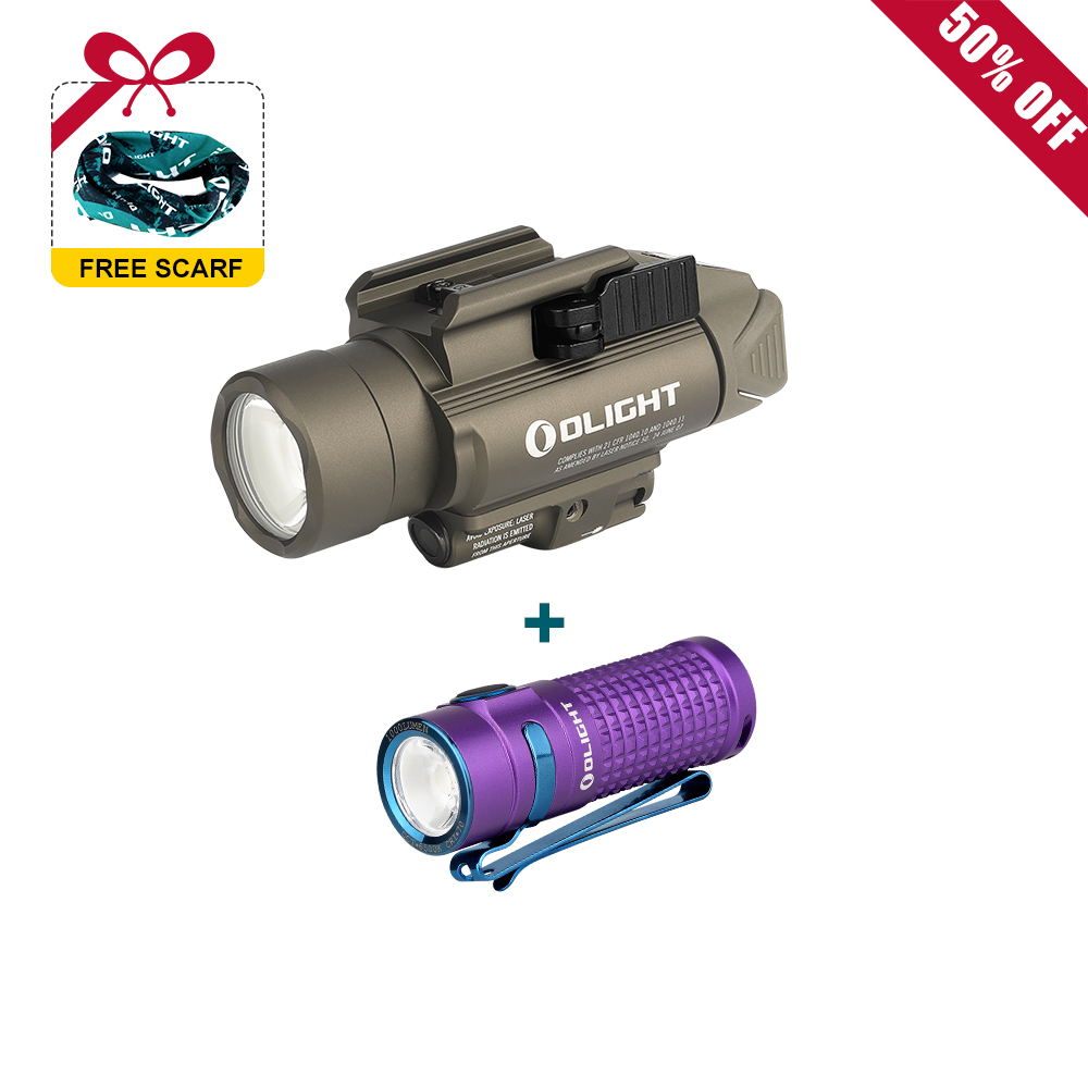Baldr RL Mini Desert Tan Compact Tactical Flashlight Bundle 600