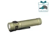 Olight Olive Green Baton 4 Pro Flashlight Side View with Two-Way Pocket Clip for Everyday Carry