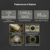 Olight Warrior Ultra Green Flashlight Features showing 2500 Lumens Bezel and Tail Button Specs for Tactical Use
