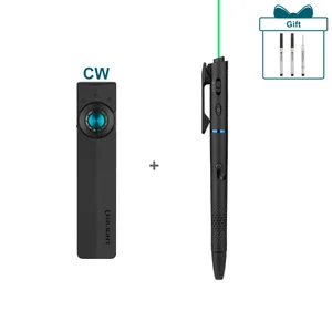 Olight Black ArkPro tactical pen with green laser, textured grip, and a compact CW flashlight for EDC.