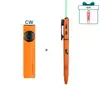 Olight Orange ArkPro CW compact utility light and ArkPro tactical pen with green laser, textured grip for EDC.
