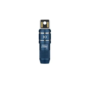 Blue Olight iMini 2 keychain flashlight with magnetic USB-C charging, compact and durable LED torch.