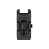 Black tactical flashlight attachment for rifles with 1913 mount, integrated battery indicator, side rails, and textured grip.