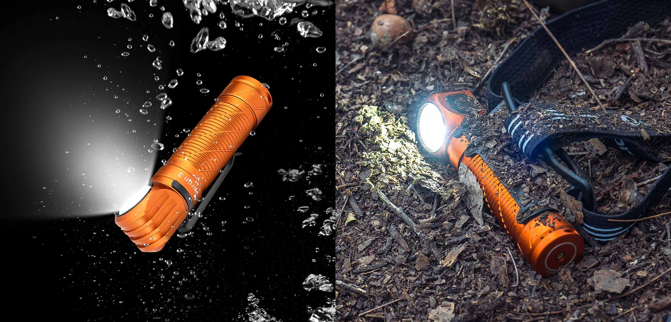 12263 OLIGHT Perun 3 LED ヘッドライト オレンジ Olight Perun 3 Orange Headlamp 3000 Lu Cool White Light & Red