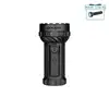 Olight black powerful handheld searchlight standing upright on a clean white background