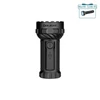 Olight black heavy duty flashlight featuring rotary switch control knob with free gift promotional offer.