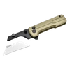 Oknife champagne gold utility knife with black blade holder and replaceable steel blade on a black background