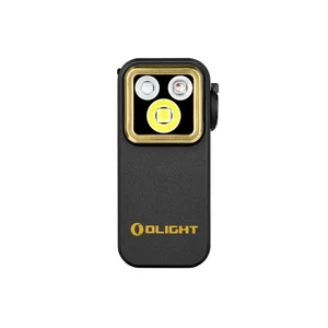 Olight black Oclip Pro S side view with UV, white light, and RGB functions for versatile illumination