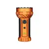 Olight Marauder 2 powerful orange flashlight with digital display and black textured grip on white background