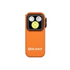 Olight Orange Oclip Pro S front view with three powerful LED lights for versatile outdoor lighting and hands-free use.