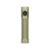 Olight Desert Tan Baton 4 Pro flashlight front view with textured body for outdoor and tactical use