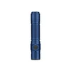 Olight Blue Warrior Ultra Flashlight Front View with Textured Body and Side Switch for Tactical and Outdoor Use