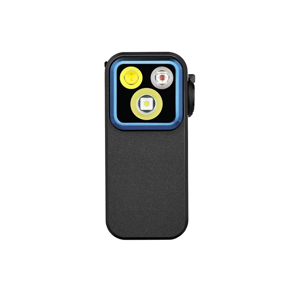 Olight Black Oclip Pro Front View with Multi-color LEDs and Bright Illumination for Everyday Carry and Work