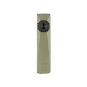 Olight Olive Green Arkfeld Ultra Flat EDC Flashlight Front View with Central Control Dial and Gift Ring for Daily Carry