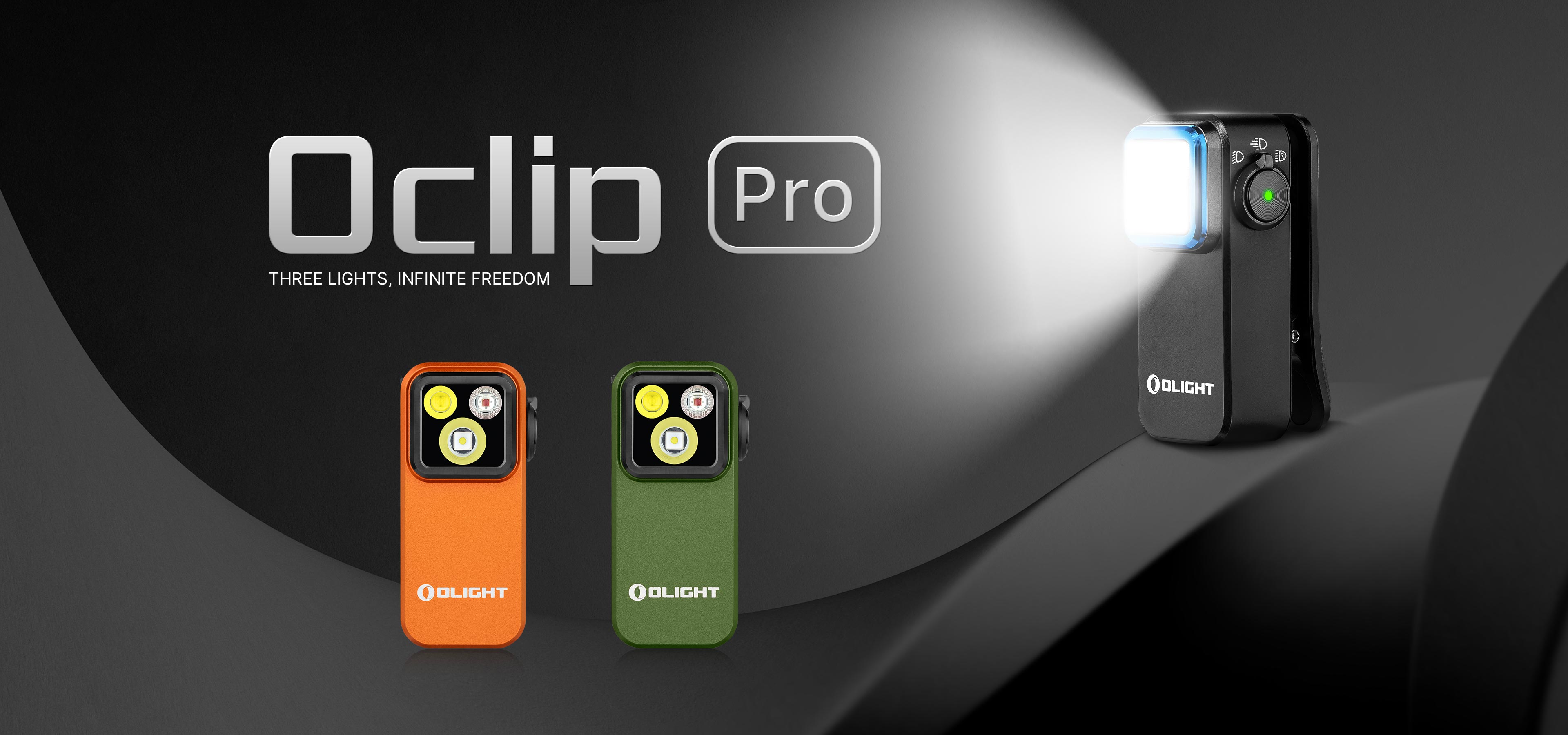 Oclip Pro Clip on Flashlight 3-in-1 LED EDC Light with Red Beam