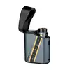 Olight Baton 4 Premium Edition Grey Charging Case Half Open with Gold Accents for Portable Charging
