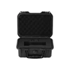 Open black hard case with custom foam insert for secure equipment storage.