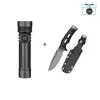 Olight Black Seeker 4 Pro Flashlight and Fixed Blade Knife with Sheath Combo for Outdoor Survival and EDC Gear