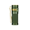 Olight OD Green Baton 3 Premium Flashlight Side View with Gold Pocket Clip and Textured Grip for EDC and Outdoor Use