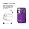 Olight Purple Oclip Pro LED work light with side switch, lockout function, and pocket clip for hands-free use.