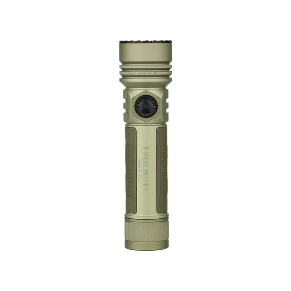 Olight Seeker Ultra olive green rechargeable tactical LED flashlight on white background