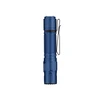Olight Blue Warrior Ultra Flashlight Front View with Pocket Clip for Tactical Use