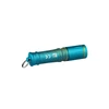 Compact blue and gold textured keychain flashlight on a white background
