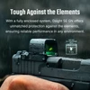 Olight Osight SE Red Dot Sight on a pistol, wet from rain, highlighting its waterproof IPX7 rating for outdoor use.