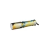 Olight i3E EOS compact keychain flashlight featuring a tropical palm tree pattern on a yellow and teal background