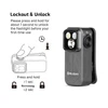 Olight Oclip Pro gray magnetic flashlight with lockout and unlock instructions for user safety.