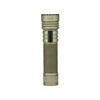Olive green tactical flashlight with textured grip and USB charging port isolated on white background
