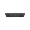 Black camera mounting plate with centered threaded screw hole on white background