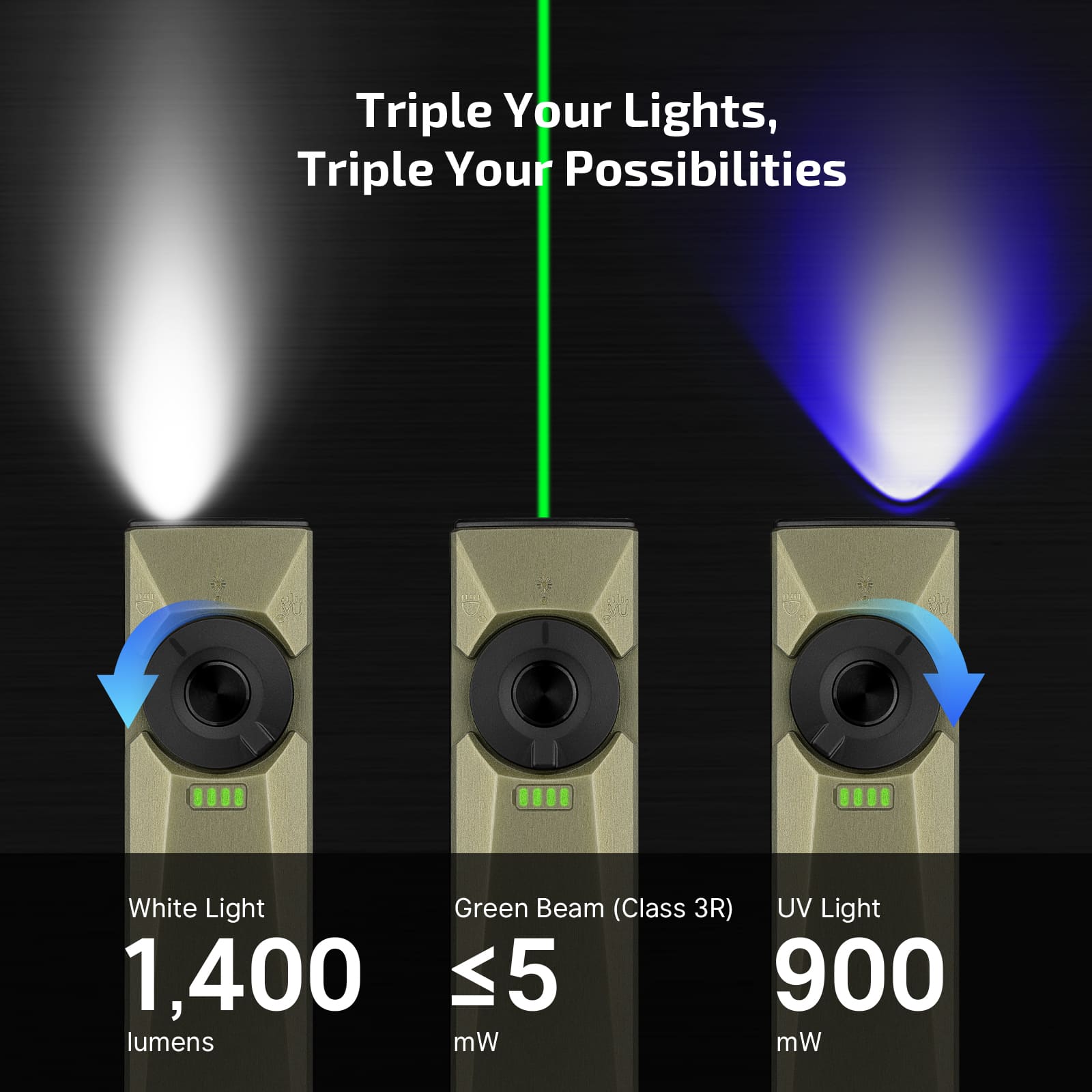 Olight Arkfeld Ultra 3-in-1 UV Laser Flat EDC Flashlight 1400