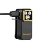 Olight Black and Gold Oclip Pro S Clip Light Angled View with Charging Cable for Hands-free Illumination
