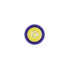 Bright circular LED light with purple and yellow rings.
