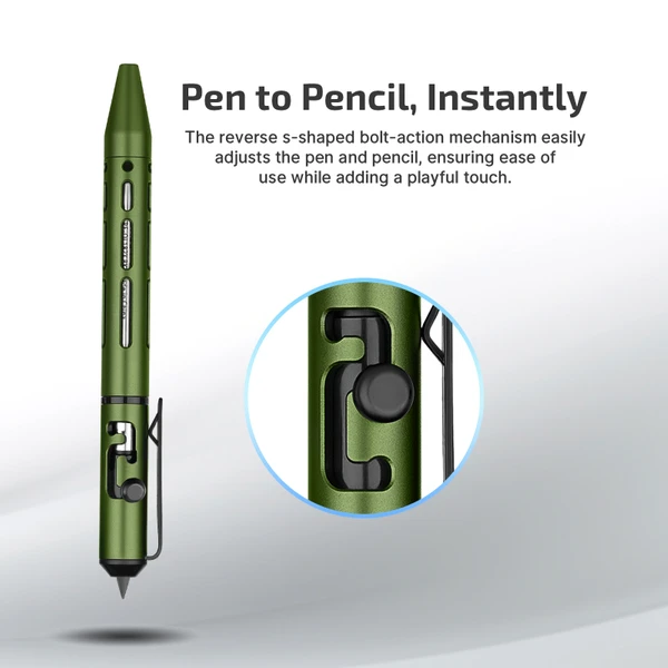O'Pen Mini 2 Bolt Action Pen Pencil 2 in 1 Metal EDC Writing Tool