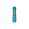Olight i3E EOS compact keychain flashlight in textured blue and gold finish isolated on a white background