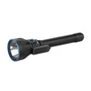Olight Black Javelot Turbo 2 Flashlight, Front Side View with Blue Bezel and Textured Body for Long-Range Outdoor Use