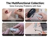 Multifunctional pocket multitool demonstrating tweezers, flat-head screwdriver, file, and eyeglass screwdriver uses