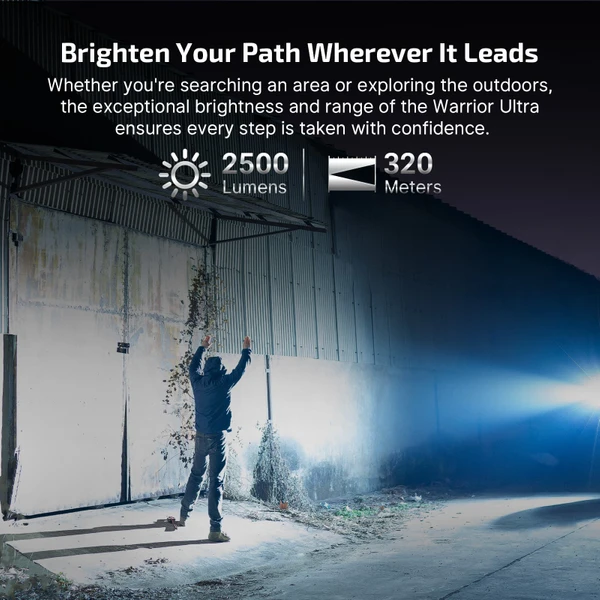 オーライトWARRIUR ULTRA ステルスグレー Olight Warrior Ultra Tactical Flashlight 2500 Lumens Aluminum Long