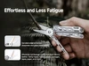 Nextool multitool shears cutting a small branch outdoors with closeups of the serrated edge and cutting capabilities
