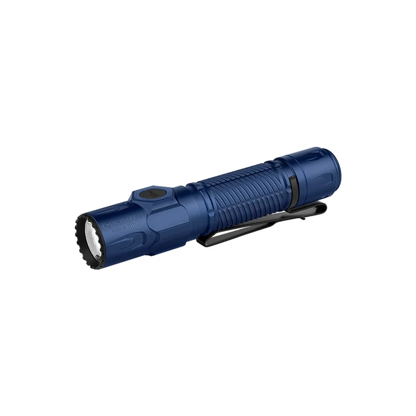 Olight Blue Warrior Ultra Tactical Flashlight with Textured Body and Pocket Clip for Outdoor Use