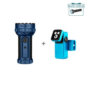 Olight Blue Marauder Mini Flashlight and Light Blue Oclip 2 Pro Portable Clip-on Light Bundle for Outdoor Adventure
