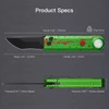 Green and red blood splatter pocket knife dimensions and specifications including blade length, thickness, and weight