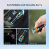 Versatile flashlight carry: put in bag, clip on hat, attach to bag, or wear on wrist.