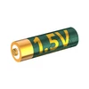 Single 1.5V green and gold rechargeable lithium-ion battery isolated on white