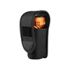Olight orange tactical flashlight inside a black nylon holster with Velcro closure on white background