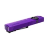 Olight Purple ArkPro Flat Flashlight Side Angle View with Laser Pointer Dial and Pocket Clip for Everyday Carry