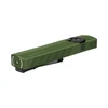 Olight Green ArkPro Lite flashlight side view with textured grip, pocket clip, and laser pointer for EDC and utility.