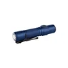 Olight Blue Warrior Ultra Flashlight Side View with Tactical Ring and Pocket Clip for Duty and Everyday Carry